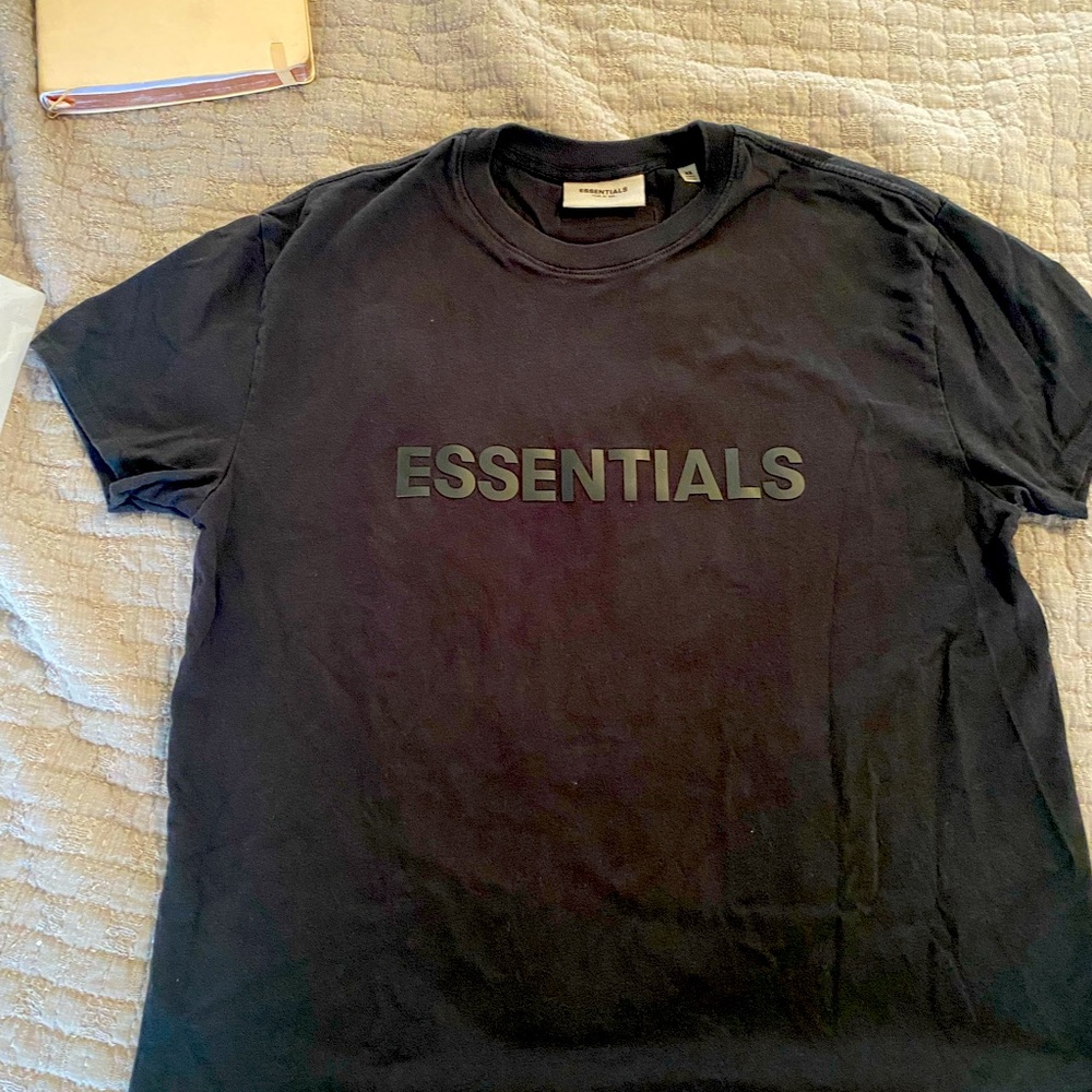 FOG Essentials black T- shirt. I prefer the longer 1.